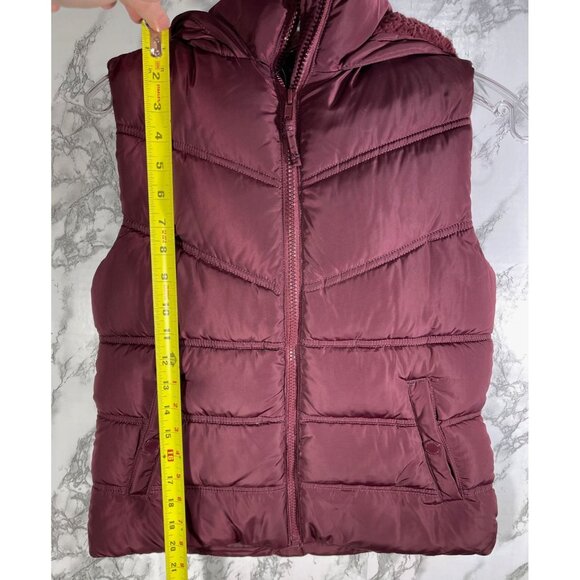 Aeropostale Puffer Vest With Hood & Sherpa Lining In Maroon For Women S - Picture 5 of 9